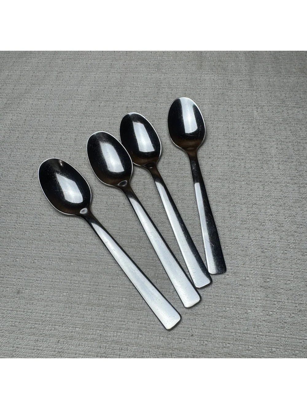 Vintage Inox Stainless Steel Demitasse Spoons Set of 4 Mid Century Coffee Spoons